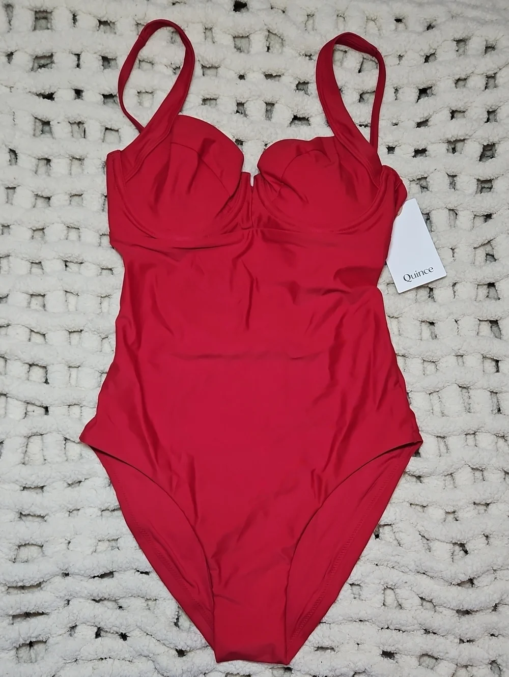 Quince Cherry Red One-Piece Swimsuit Small New Women's